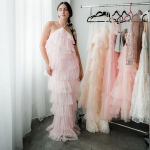 Tulle halter maxi - light pink